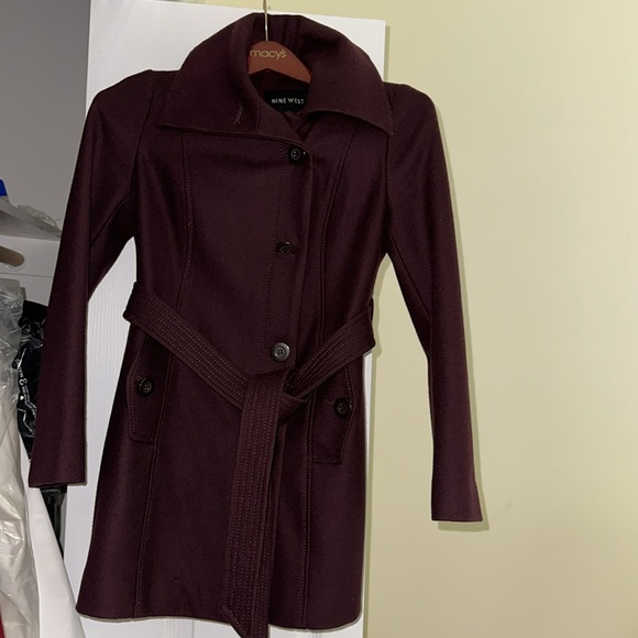 Nine West wool pea coat burgundy - Picture 2 of 5